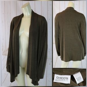 Chicos Travelers Blazer Top 2 Knit Open Front